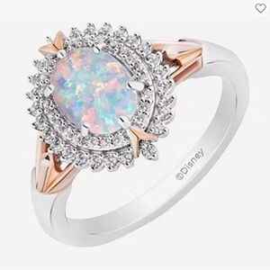 Disney Elsa Opal Halo Ring in Rose Gold and Silver size 7